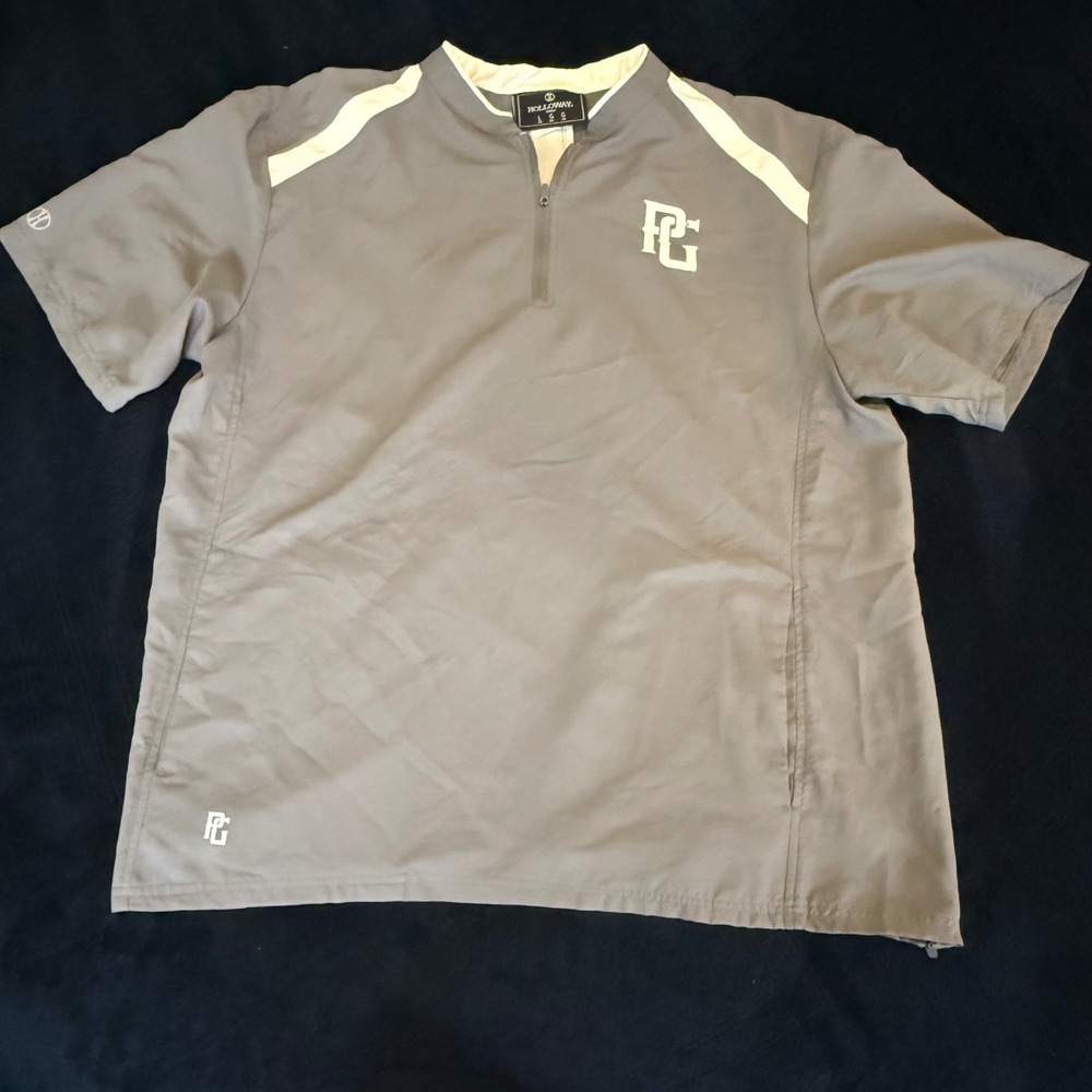 Holloway Mens Perfect Game PG Quarter Zip‎ Windshirt Gray Short Sleeve Large